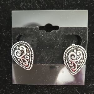 Silver Teardrop Clip-on Earrings